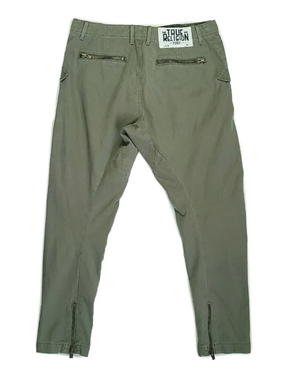 True Religion Drop Crotch Joggers Ankle Zip Tapered Sweatpants Men 33